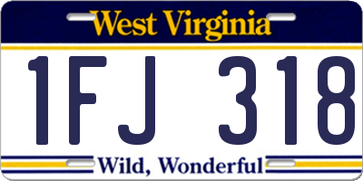 WV license plate 1FJ318