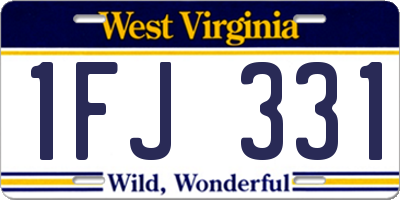 WV license plate 1FJ331