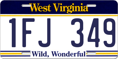 WV license plate 1FJ349