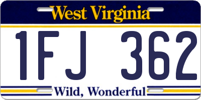 WV license plate 1FJ362