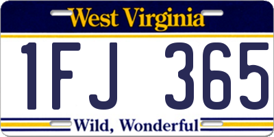 WV license plate 1FJ365