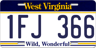 WV license plate 1FJ366