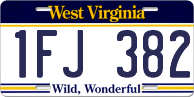 WV license plate 1FJ382