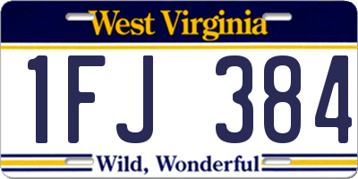 WV license plate 1FJ384