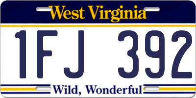 WV license plate 1FJ392