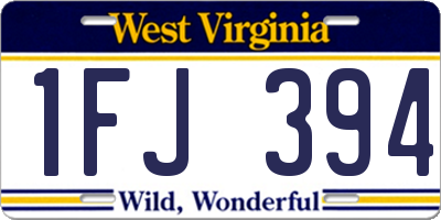 WV license plate 1FJ394