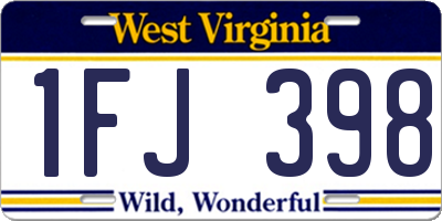 WV license plate 1FJ398