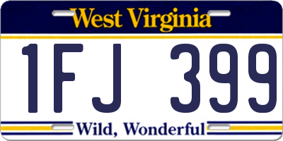 WV license plate 1FJ399