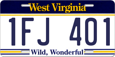 WV license plate 1FJ401
