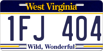 WV license plate 1FJ404