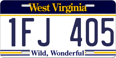 WV license plate 1FJ405