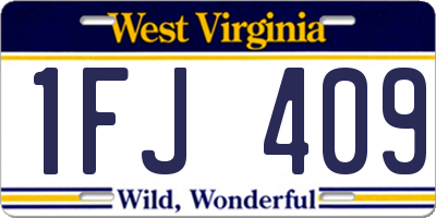 WV license plate 1FJ409
