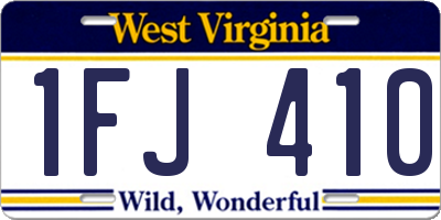 WV license plate 1FJ410