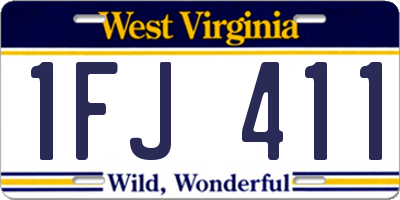 WV license plate 1FJ411