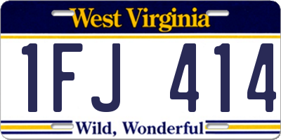 WV license plate 1FJ414