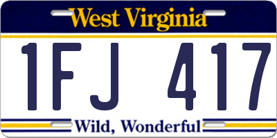 WV license plate 1FJ417