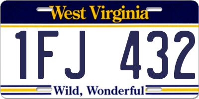 WV license plate 1FJ432