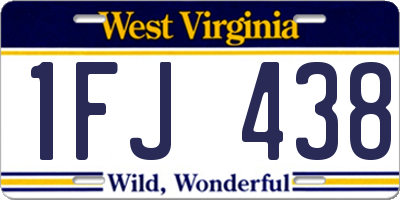 WV license plate 1FJ438