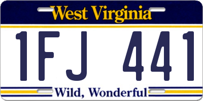 WV license plate 1FJ441