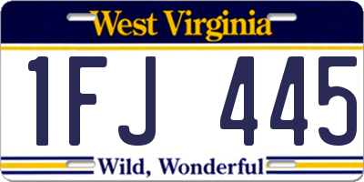 WV license plate 1FJ445