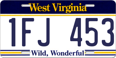 WV license plate 1FJ453