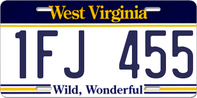 WV license plate 1FJ455