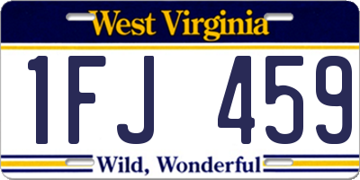 WV license plate 1FJ459