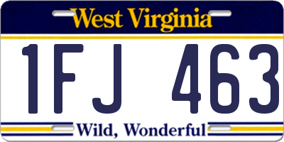 WV license plate 1FJ463