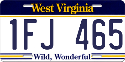 WV license plate 1FJ465