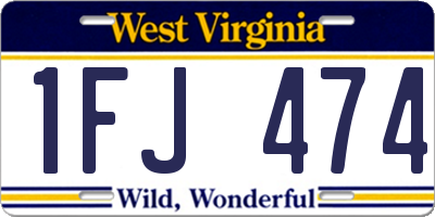 WV license plate 1FJ474