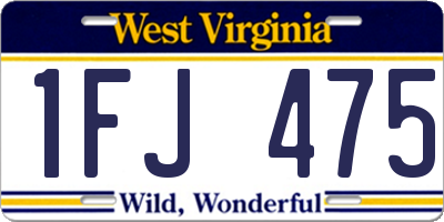 WV license plate 1FJ475