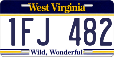 WV license plate 1FJ482
