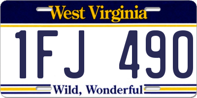 WV license plate 1FJ490
