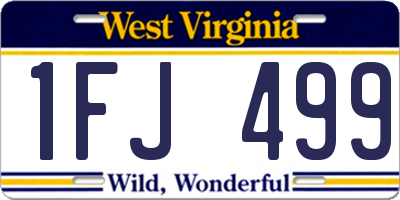 WV license plate 1FJ499