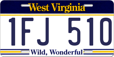 WV license plate 1FJ510
