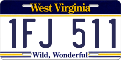 WV license plate 1FJ511
