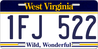 WV license plate 1FJ522