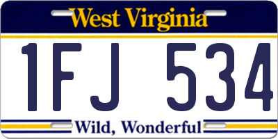 WV license plate 1FJ534