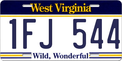 WV license plate 1FJ544