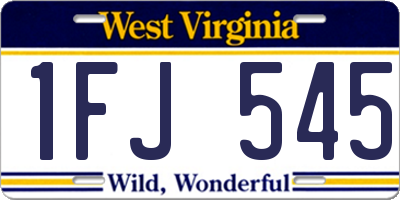 WV license plate 1FJ545