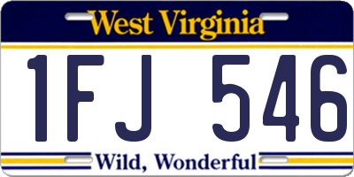 WV license plate 1FJ546