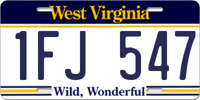 WV license plate 1FJ547
