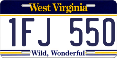 WV license plate 1FJ550