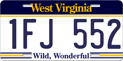 WV license plate 1FJ552