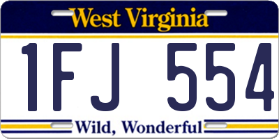 WV license plate 1FJ554