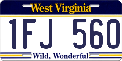 WV license plate 1FJ560