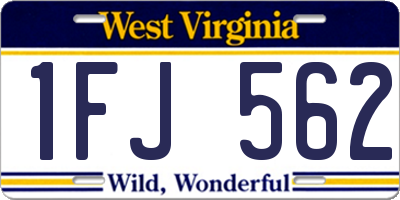 WV license plate 1FJ562