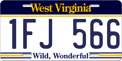 WV license plate 1FJ566