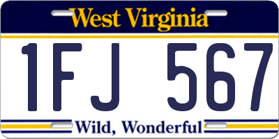 WV license plate 1FJ567