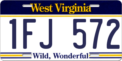 WV license plate 1FJ572